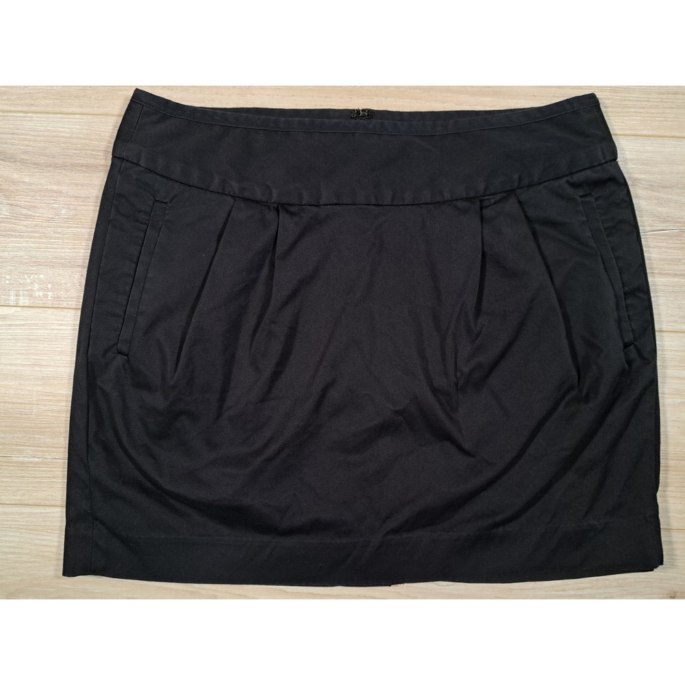 Banana Republic Womens Black Pleated Mini Skirt Size 14 Cotton‎ Blend Pockets